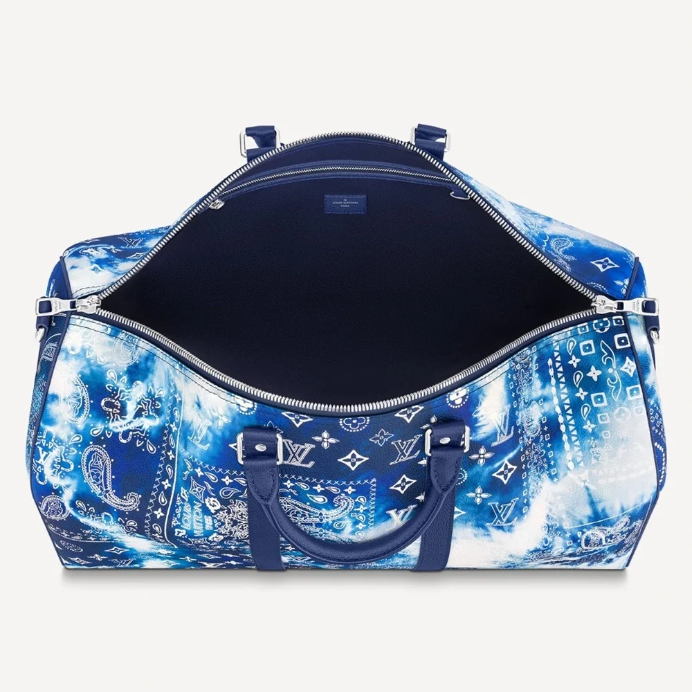 Louis Vuitton Leather Bandana Print Limited Edition Keepall 50B Duffle Bag